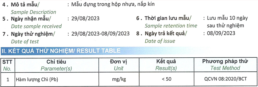 chứng nhận chì trong sơn nước