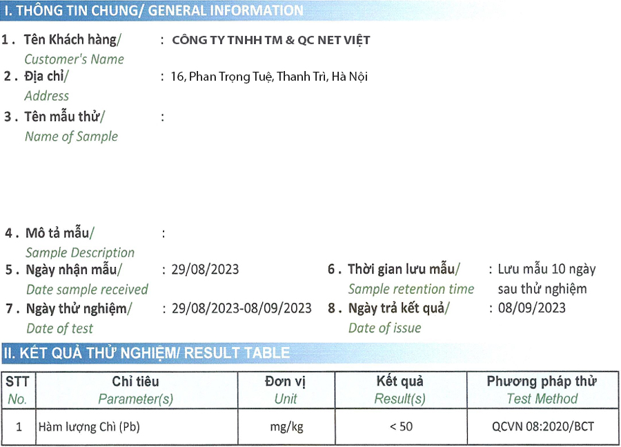 thử nghiệm chì trong sơn giá rẻ